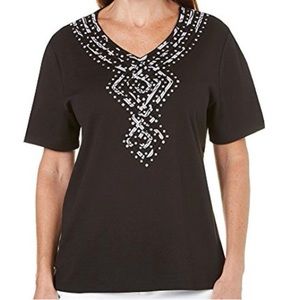 Alfred Dunner Sao Paolo Tropical Yoke Knit Top, Plus Size 2X